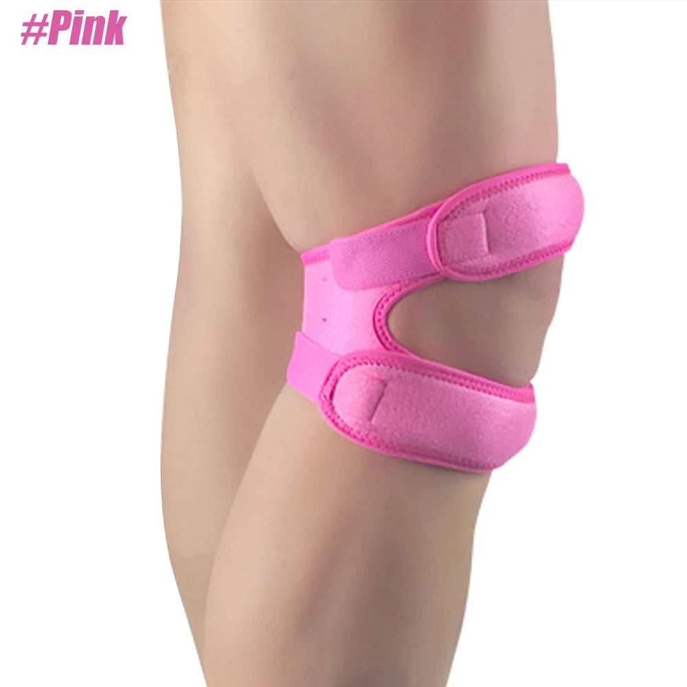 1PCS Dual Patella Knee Brace Support Strap – Adjustable Neoprene Knee Band for Arthritis, Golf, Running – Men & Women Peaceful Pleasures Health and Wellness Pink-1PCS
