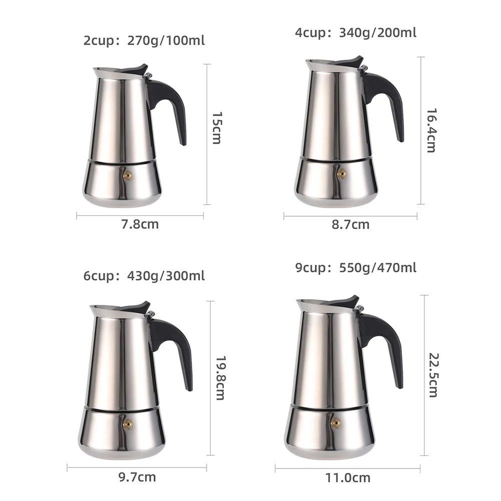 Octagonal Moka Pot Aluminum/Stainless Steel Stovetop Espressos Maker Multi-Purpose Coffee Pots for Outdoor Home Kitchen Office Peaceful Pleasures Health and Wellness