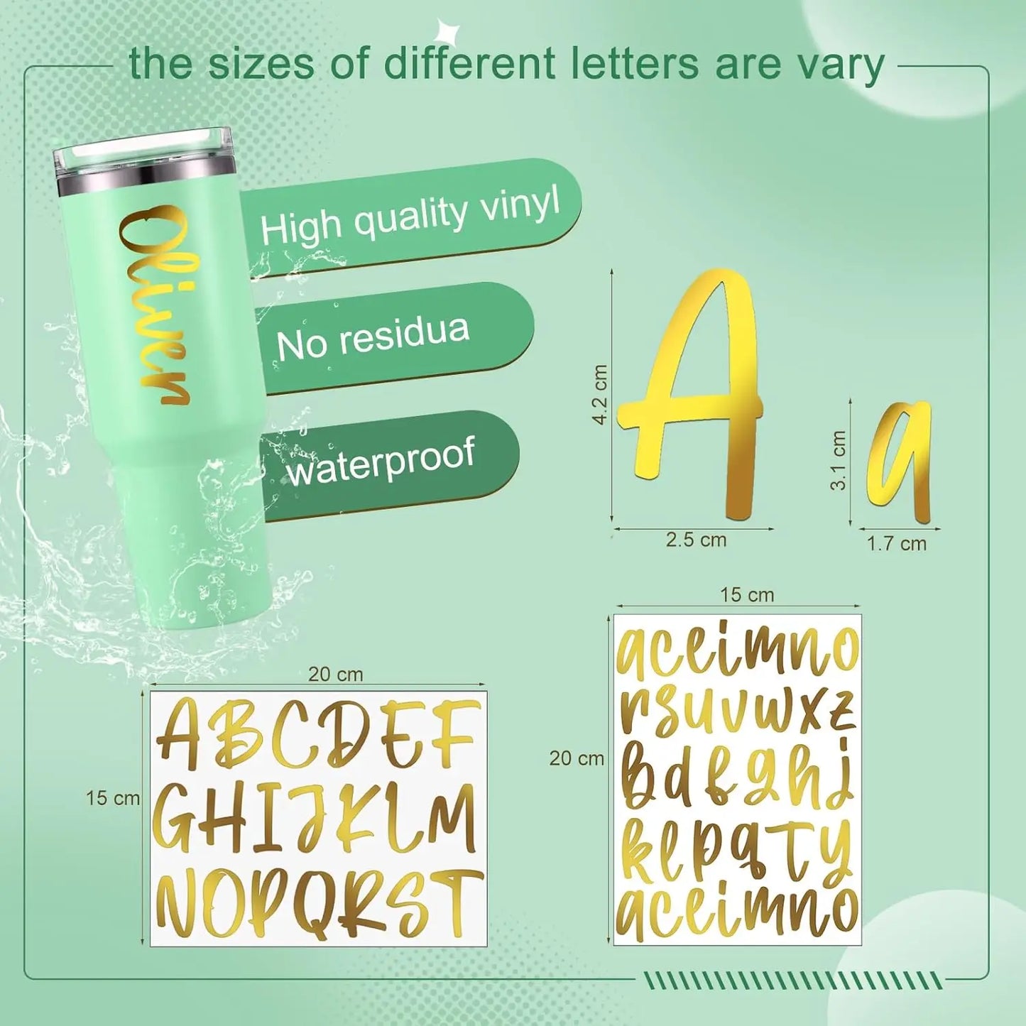 Waterproof Custom Vinyl Letter Stickers for Tumblers & Bottles