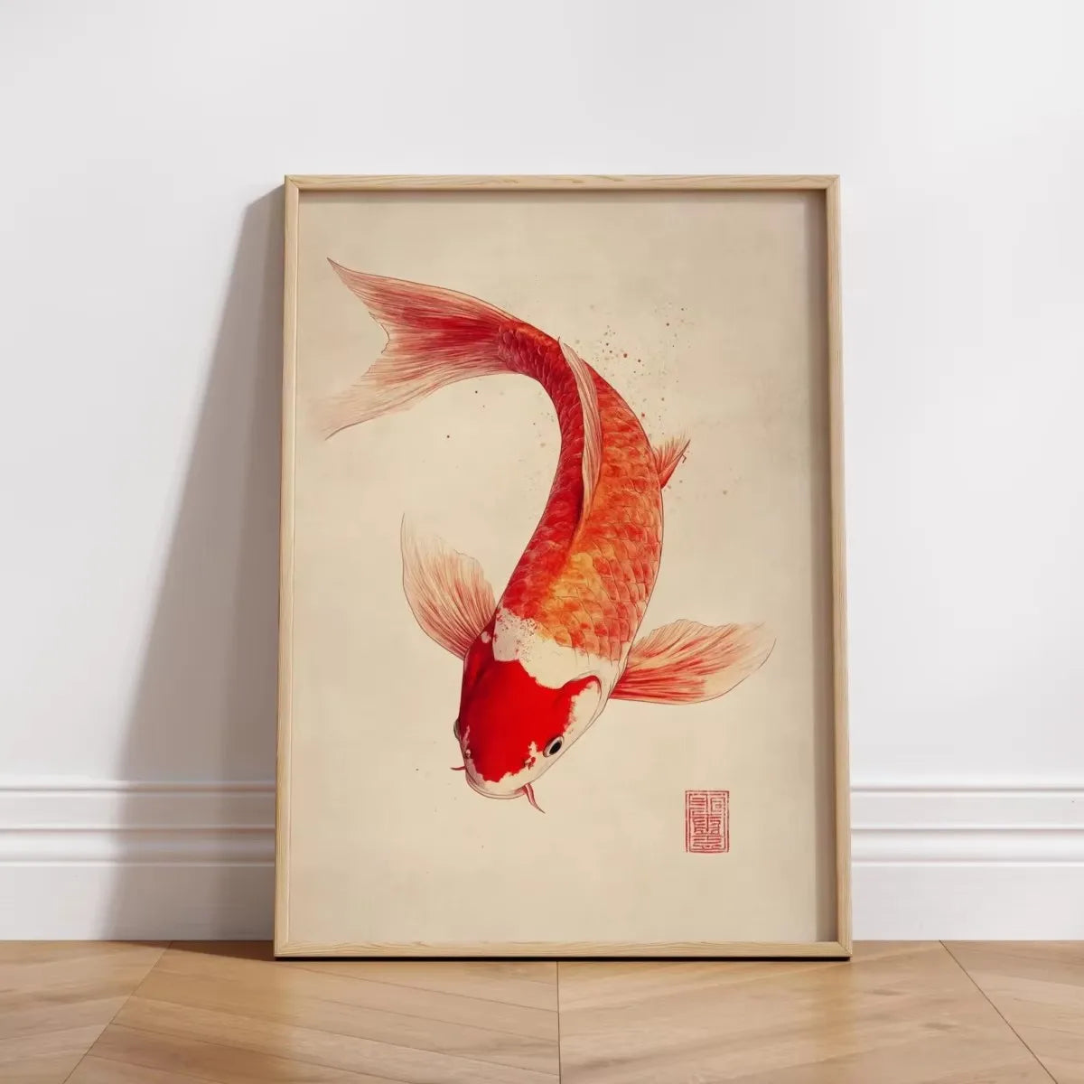 Japanese Red Koi Fish Canvas Print | Minimalist Wall Art