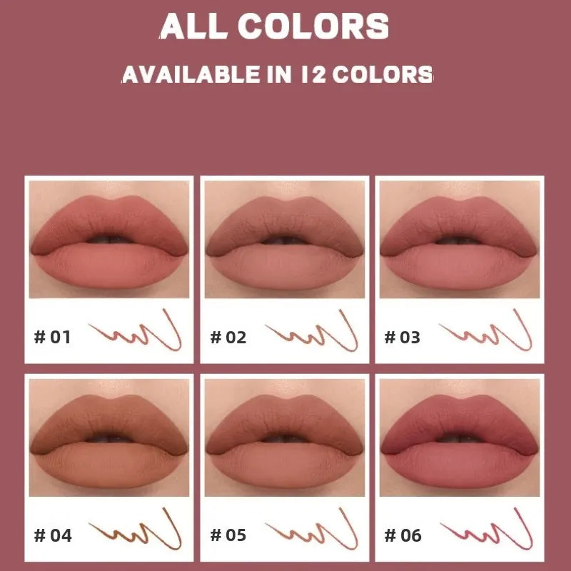 Velvet Matte Lip Liner – 12 Shades, Waterproof & Long Lasting