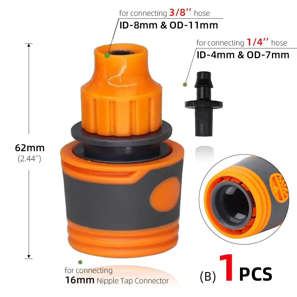 1/4 3/8'' 1/2'' 3/4'' Hose Quick Connecter Plastic Rubber Coupling Tubing Irrigation System Coupler Shut Off Valve Adapter Pipe Peaceful Pleasures Health and Wellness Bx1pcs