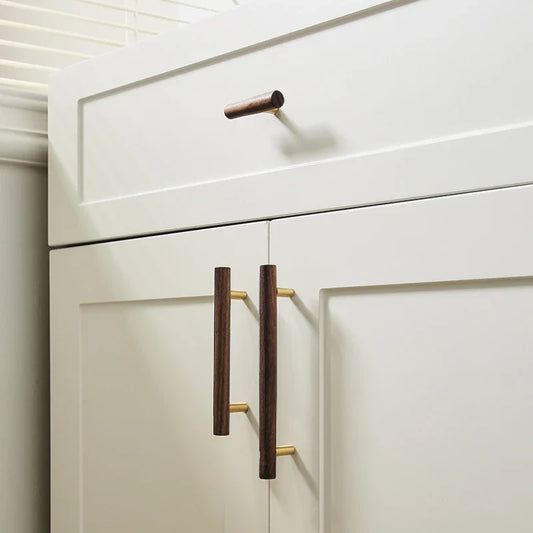 Nordic Walnut Wood Cabinet Handles & T-Bar Drawer Knobs Cabinet Hardware Pulls Oasis Select