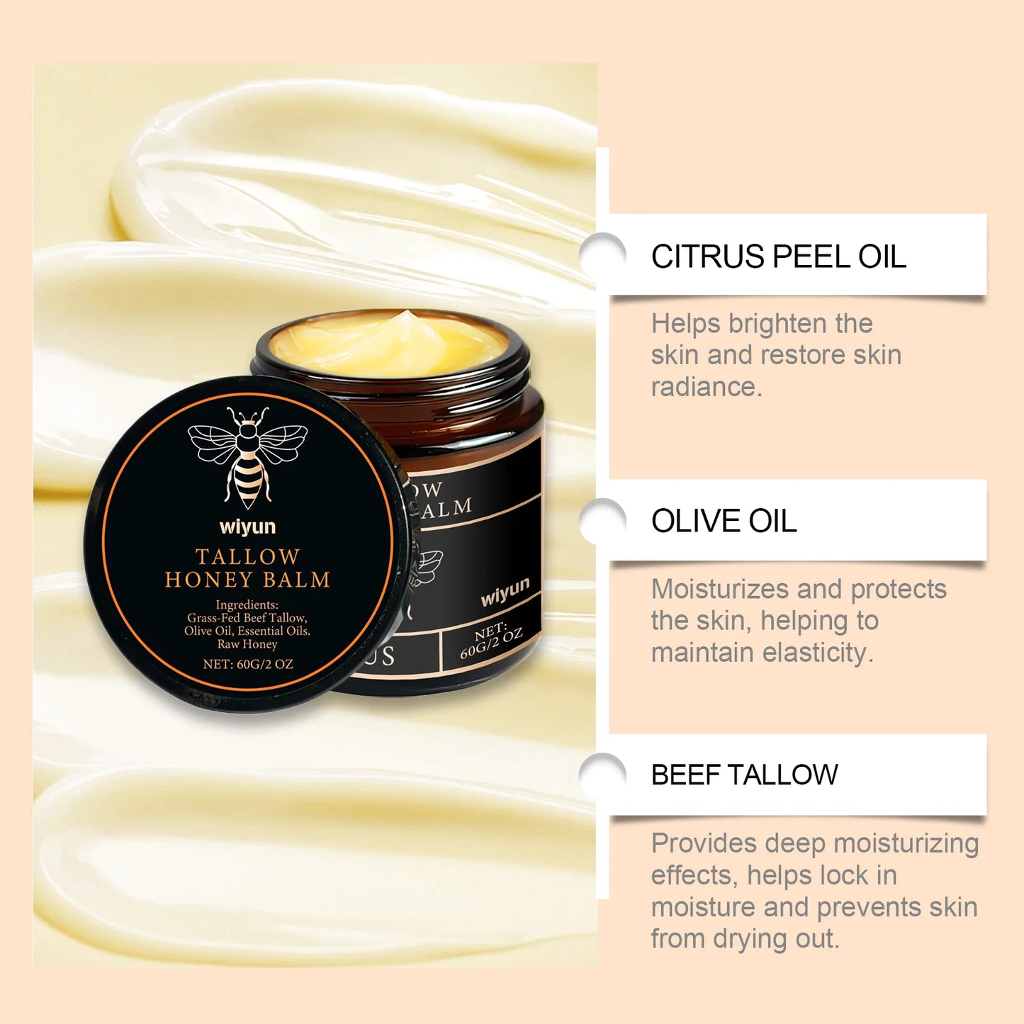 Whipped Beef Tallow & Honey Face Cream | Nourishing Moisturizer