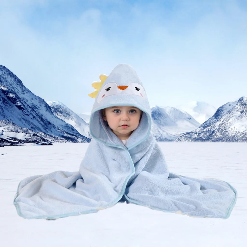 Cartoon Hooded Baby Bath Towel & Swaddle Wrap | Newborn 0-1Y