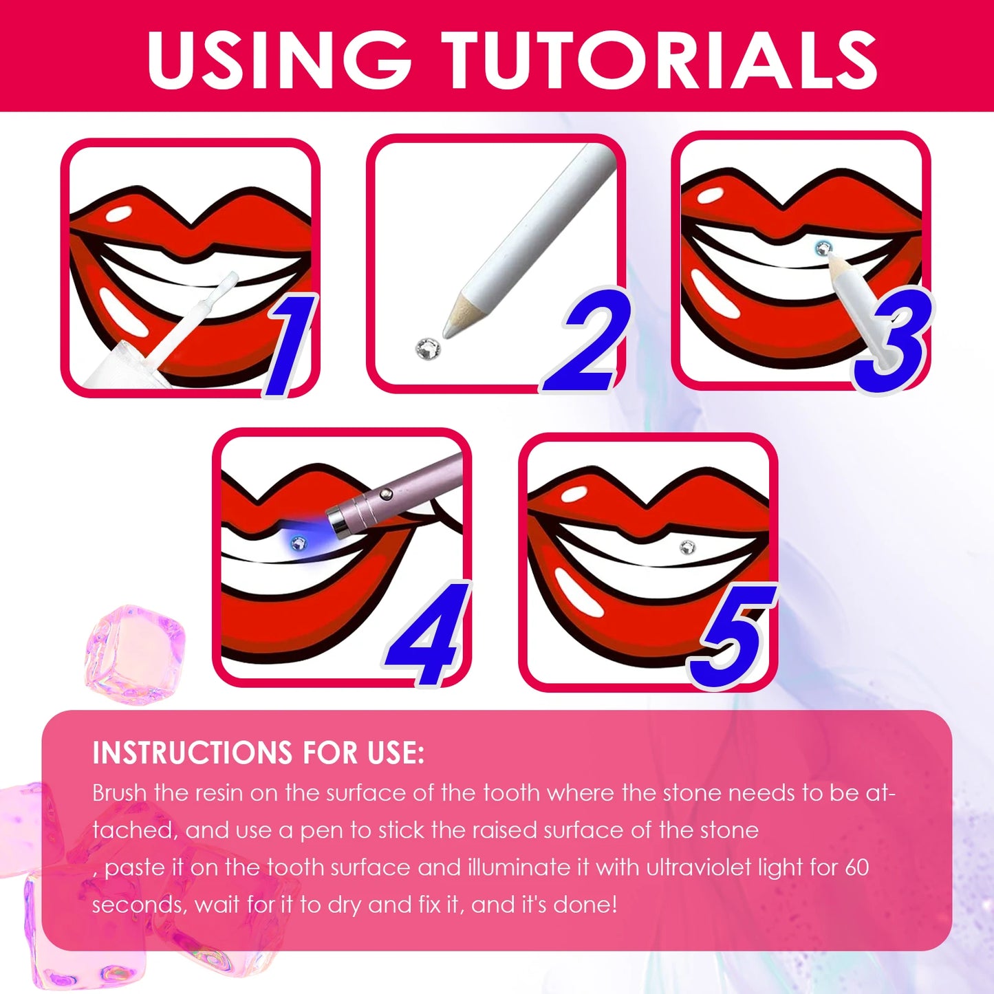 DIY Tooth Gem Kit | White Rhinestone Dental Jewelry & UV Glue