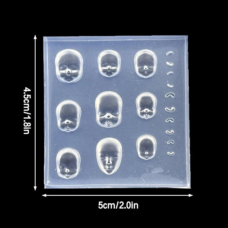 Cartoon Human Face Doll 3D Silicone Nail Mold Hand Engraving Mold Nail Art Decorations Silicone Fashion Manicure Mold Accessory Peaceful Pleasures Health and Wellness one size