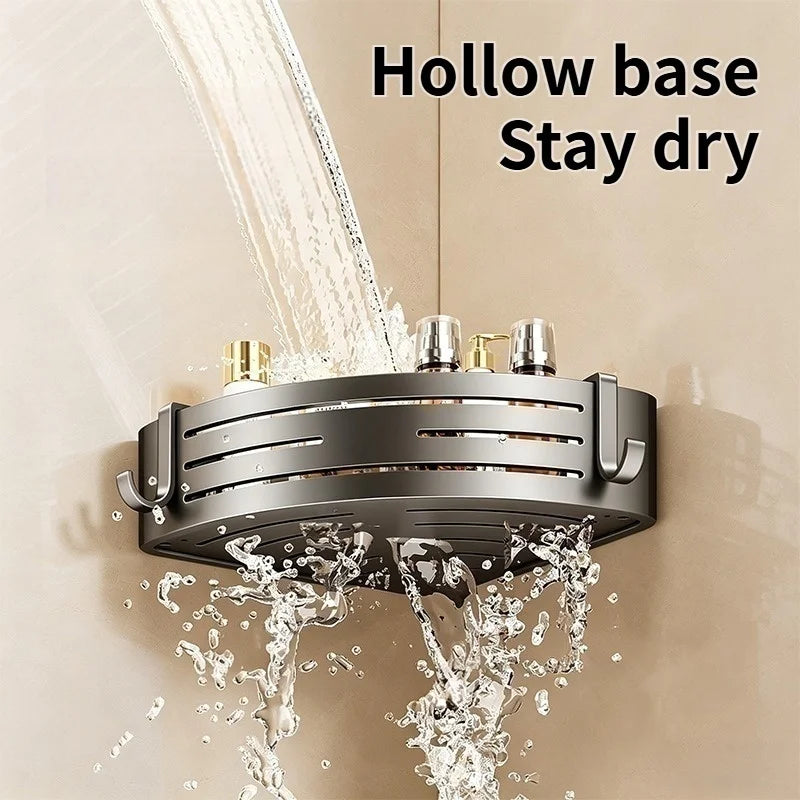 No-Drill Suction Cup Bathroom Corner Rack | Shampoo Shelf