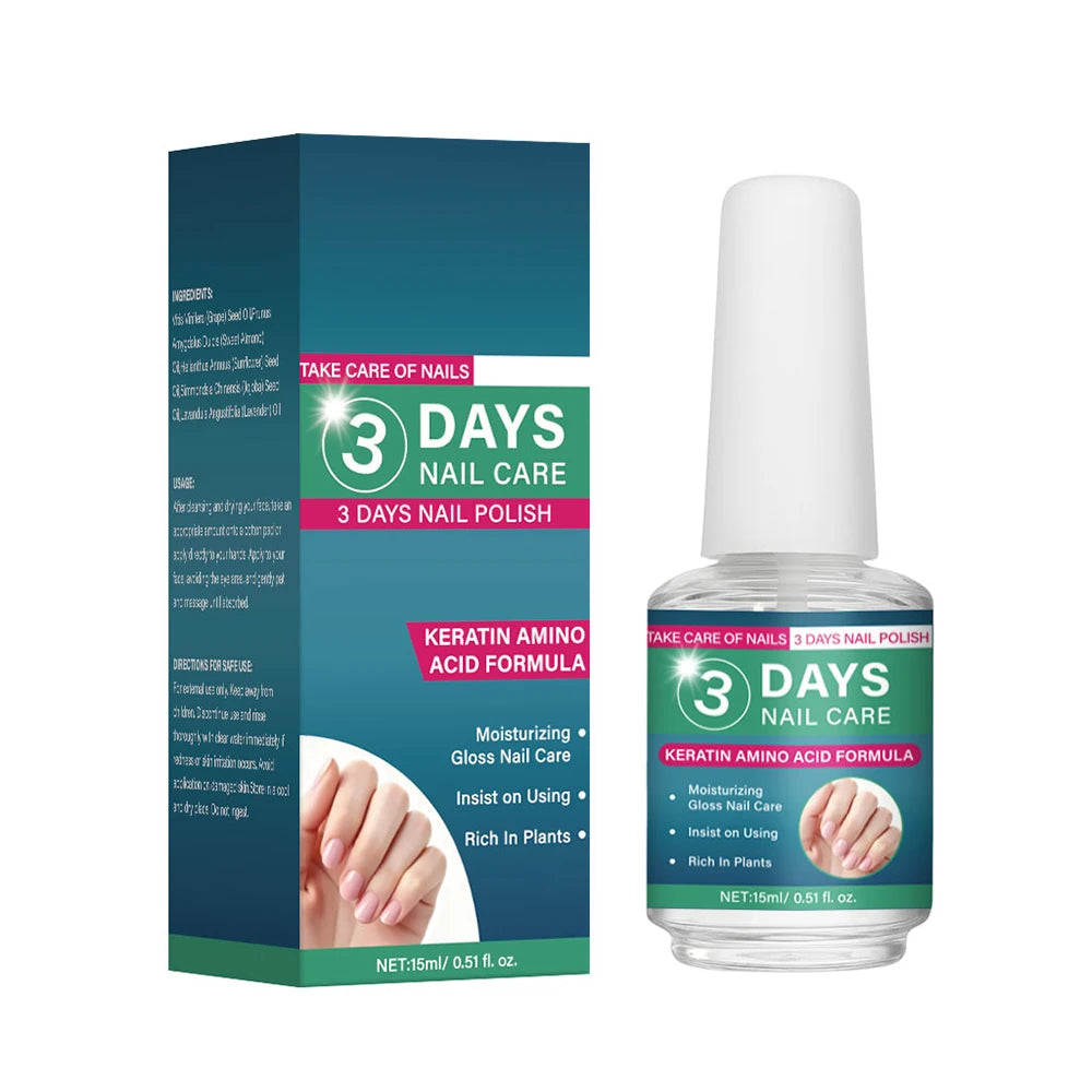 3 Days Nail Care Oil Keratin Amino Acid Formula Fast Dry 90s Salon Shine No Chip Deep Moisture Nail Strengthener,15ml Peaceful Pleasures Health and Wellness 15ml