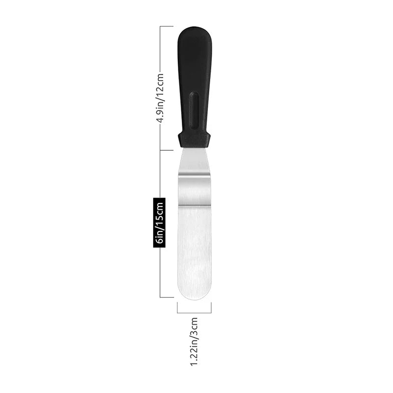 Hot Stainless Steel Cream Spatula Baking Tools 6/8/10 "Cake Decorating Spatula Spread Flat Baking Pastry Tools Kitchen Supplies Peaceful Pleasures Health and Wellness Black 6-inch