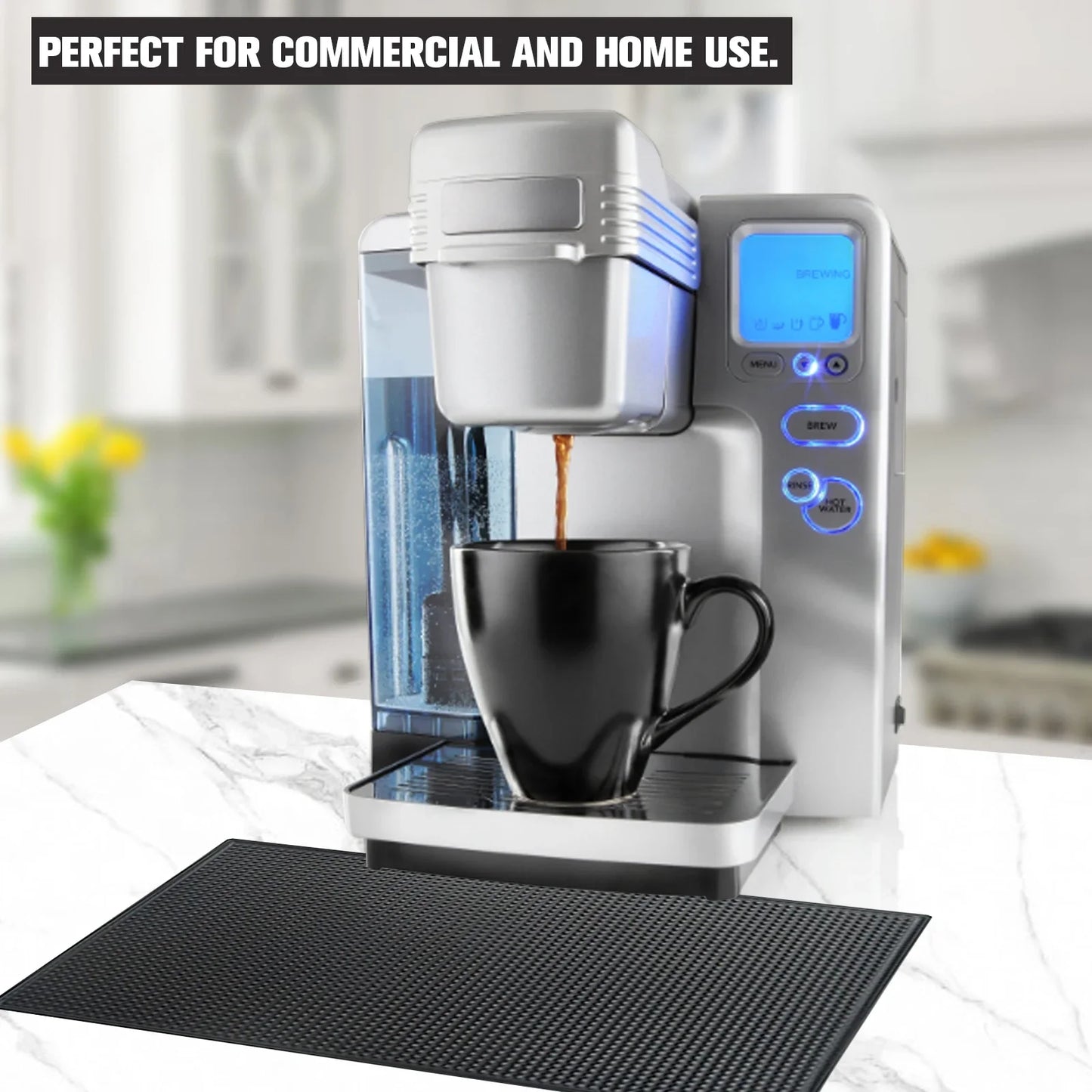 Bar Mat Rubber Coffee Bar Mats Anti-slip PVC Cup Mat Waterproof Heat Resistant Drain Mat for Bar Cafe Barista Cocktail Bartender Peaceful Pleasures Health and Wellness