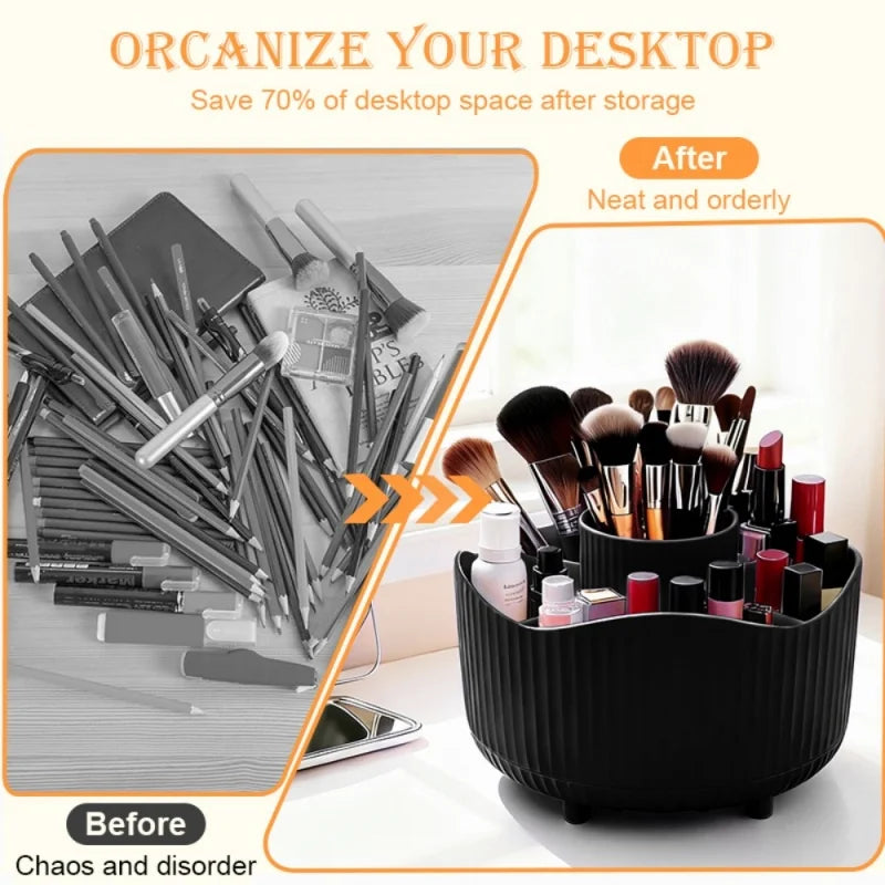 360° Rotating Makeup Organizer with Drawers | Desk Storage Box