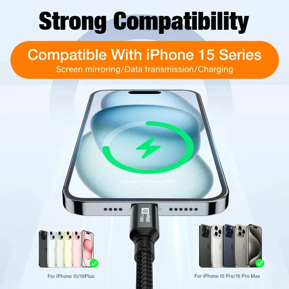 USB 3.2 20Gbps USB-C Cable PD 100W 8K 60Hz – 3m