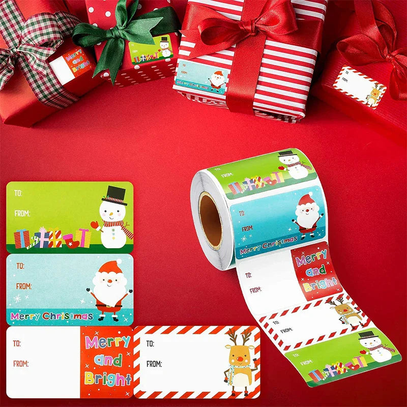 200–500pcs Christmas Stickers PVC Gift Tags & Holiday Seals