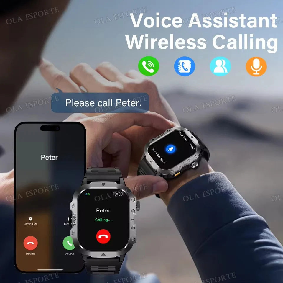 Men Smart Watch Bluetooth Call Sleep Heart Rate Health Monitor Outdoor LED Flashlight Waterproof Sports Watche For Android IOS Peaceful Pleasures Health and Wellness