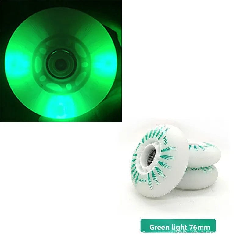 4PCS LED Flash Inline Skate Wheels 90A | 68–80mm Multi-Color