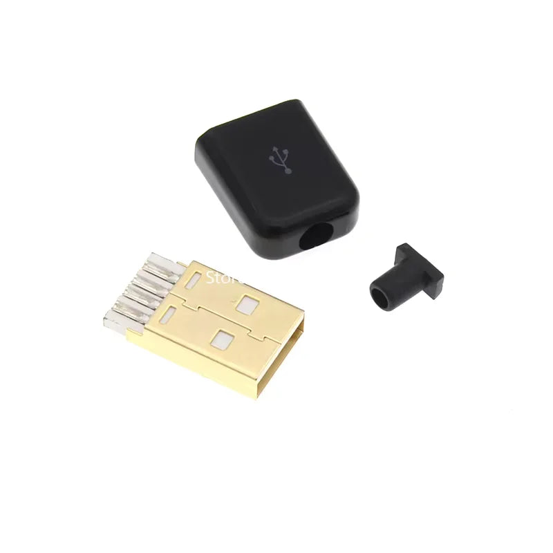 10Pcs USB Connectors Type B/Micro/Mini/USB2.0 Type A Male Female Assembly Adapter DIY Soldering Repair Data Charging Plug Socket Peaceful Pleasures Health and Wellness Black A Male Gold