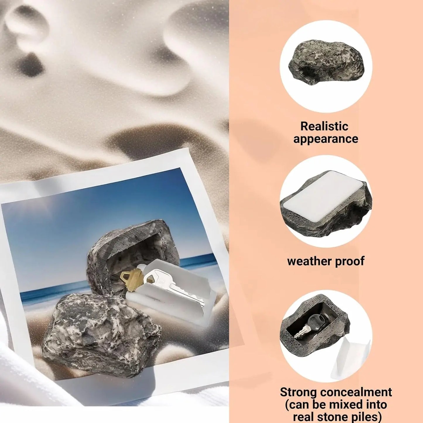 Fake Rock Key Hider – Outdoor Hidden Key Storage Box