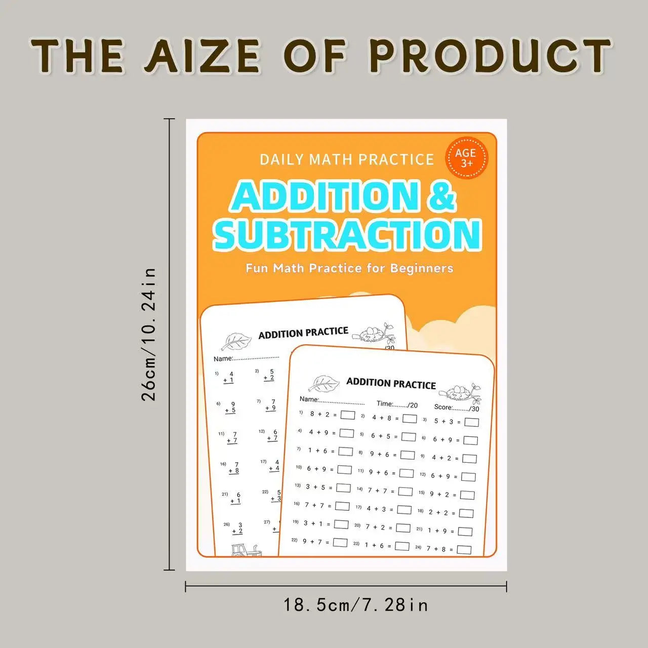Daily Beginner Addition Subtraction Math Workbook 64 Pages Basic