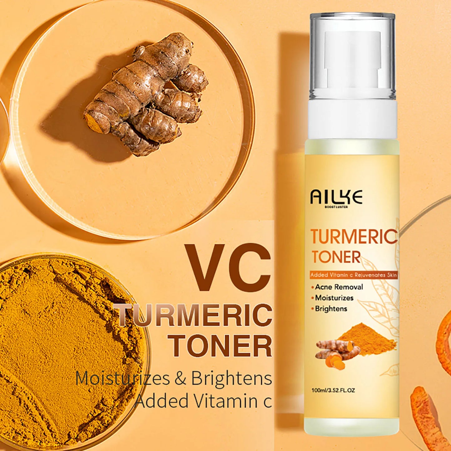 AILKE Turmeric Skin Care Set – Brighten, Cleanse & Moisturize
