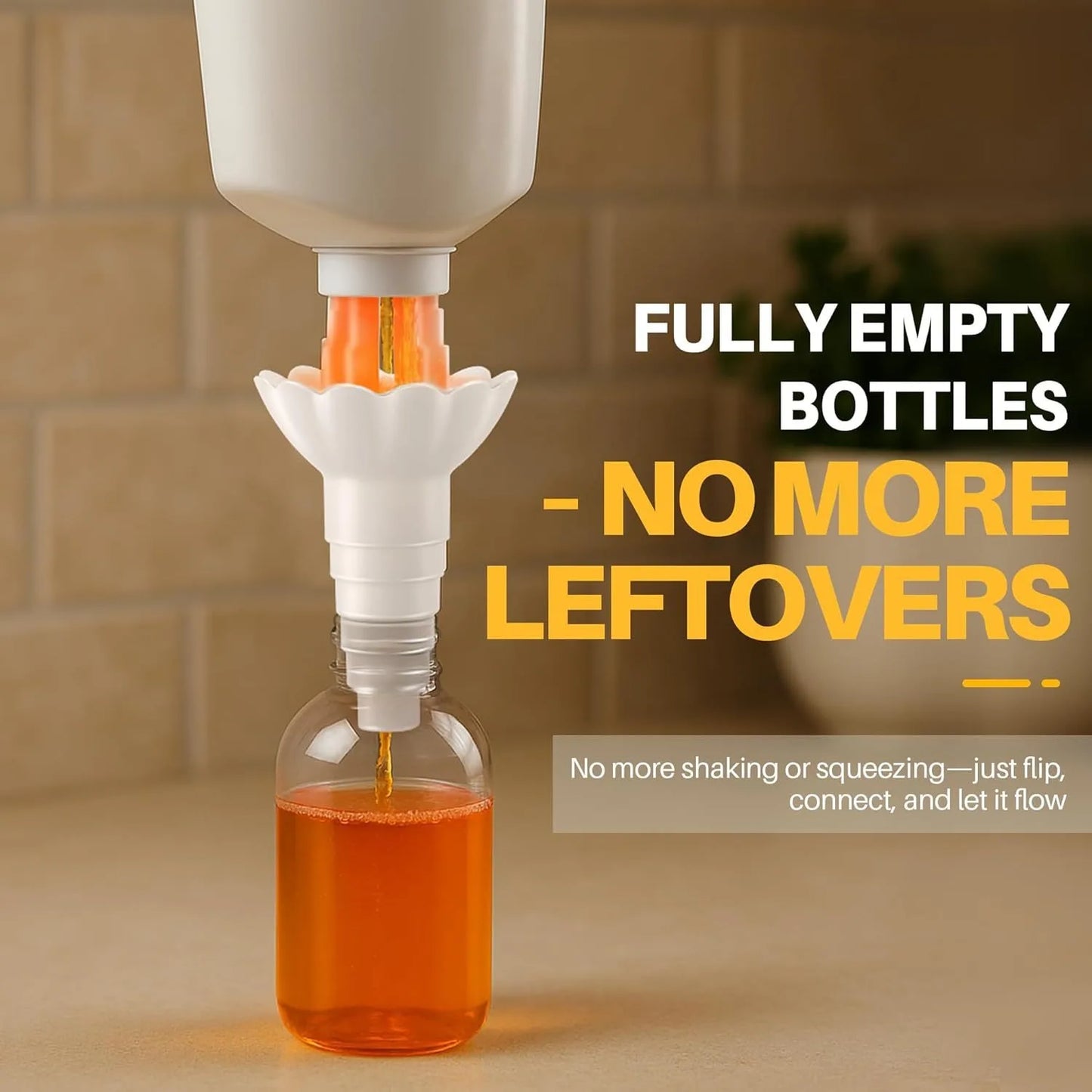 Universal Bottle Emptying Kit - Reusable Liquid Transfer Connector with No Waste Funnel Adapter, Compatible with Soap, Shampoo Peaceful Pleasures Health and Wellness
