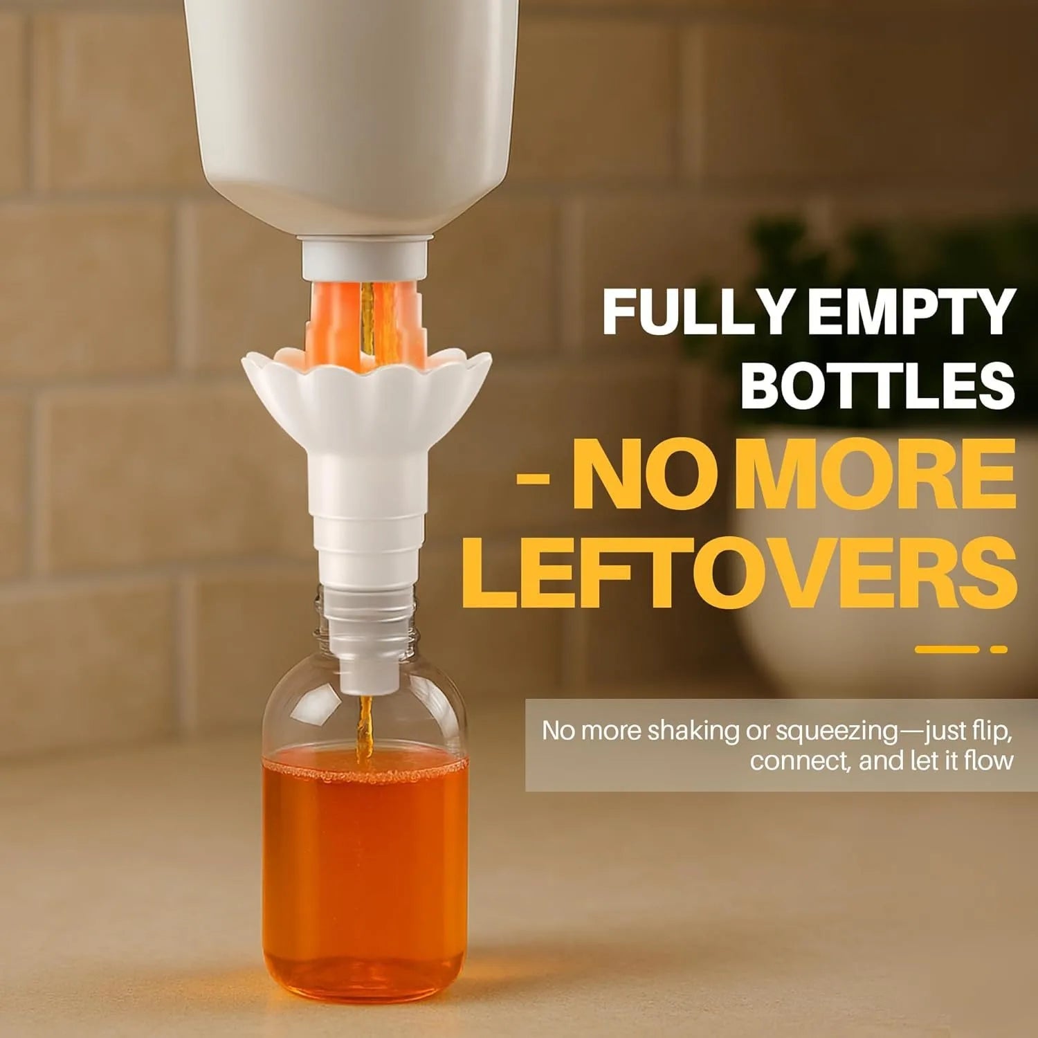 Universal Bottle Emptying Kit - Reusable Liquid Transfer Connector with No Waste Funnel Adapter, Compatible with Soap, Shampoo Peaceful Pleasures Health and Wellness