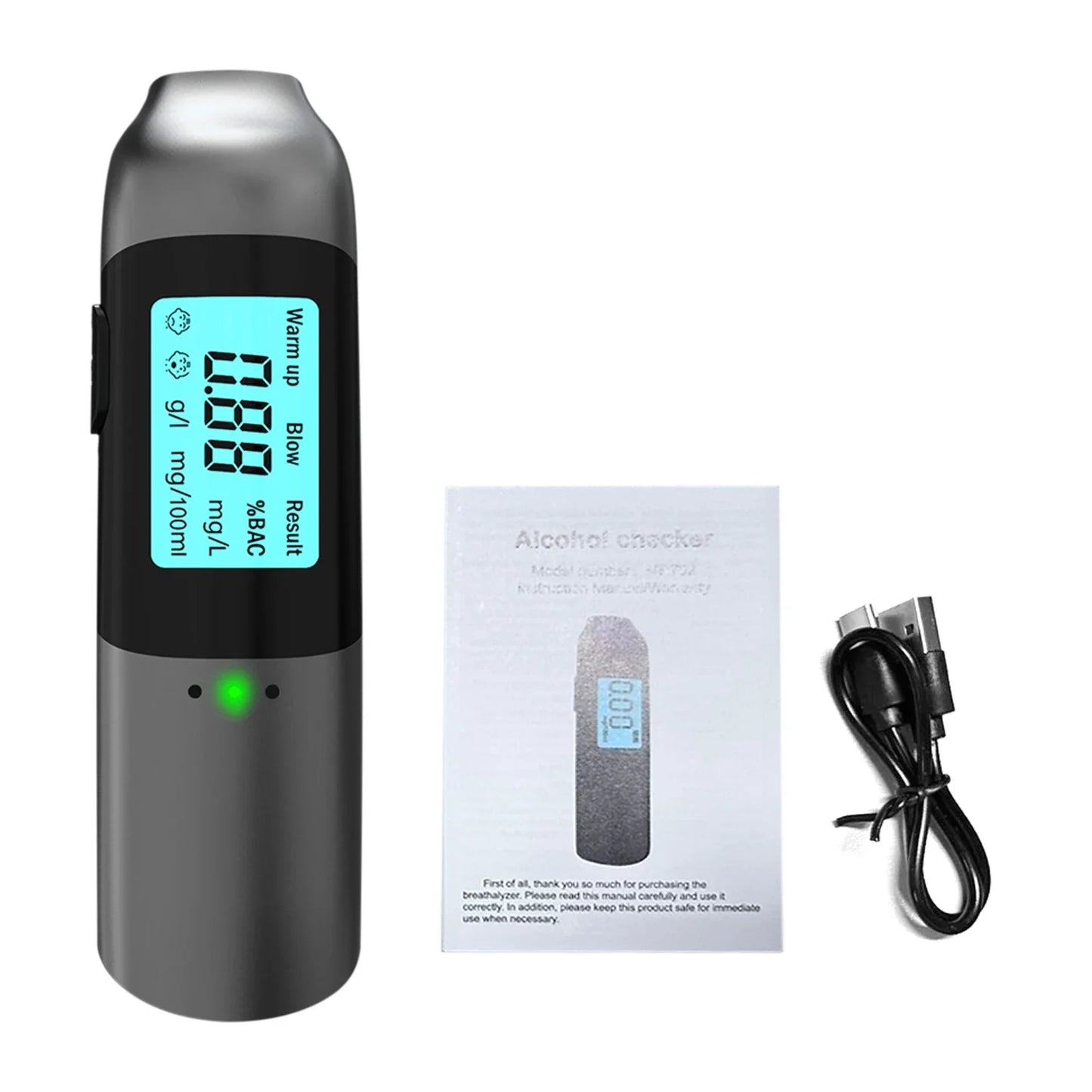 Contactless Breathalyzer Portable Rechargeable Breath Analyzer LED