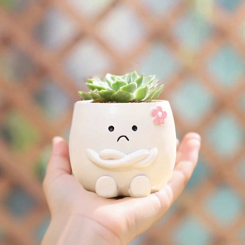 Smiley Face Mini Resin Succulent Planter | Desk & Home Decor