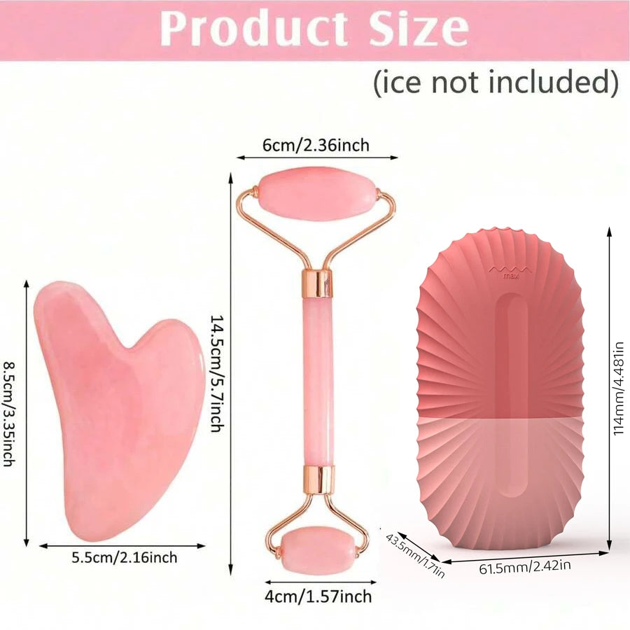 1/2/3pcs Ice Face Roller Facial Ice Roller Set,Facial Massage Roller Tool,Silicone Ice Face Roller,Gua Sha Board Skincare Tool Peaceful Pleasures Health and Wellness