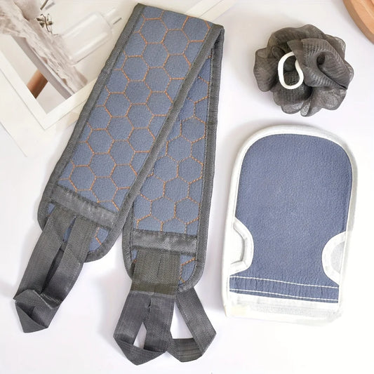 Korean Exfoliating Back Scrubber Belt | Body Wash Towel Strap Exfoliating Bath Scrubber Peaceful Pleasures Health and Wellness GRAY Other