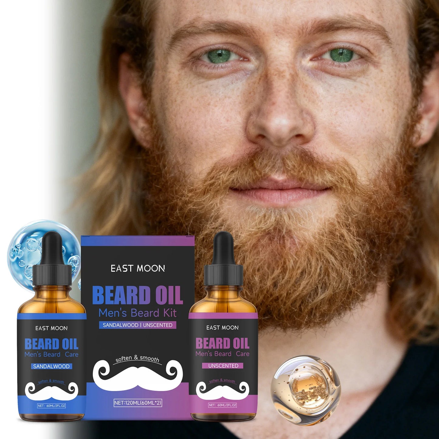 Men's Beard Oil Kit – Unscented & Sandalwood 2×30ml