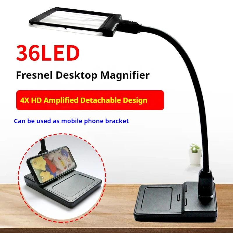 Magnifier Mobile Phone Holder Phone Charging Multifunctional Fresnel Desktop Magnifying Glass Detachable Handheld Peaceful Pleasures Health and Wellness