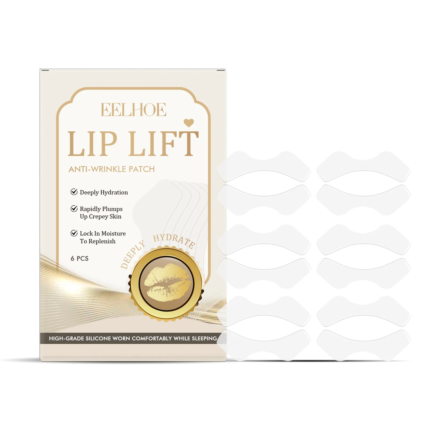 EELHOE Anti-Wrinkle Lip Patches | Hydrating Firming Mask 6pc Anti-Aging Lip Patch Peaceful Pleasures Health and Wellness 6pcs Boxed