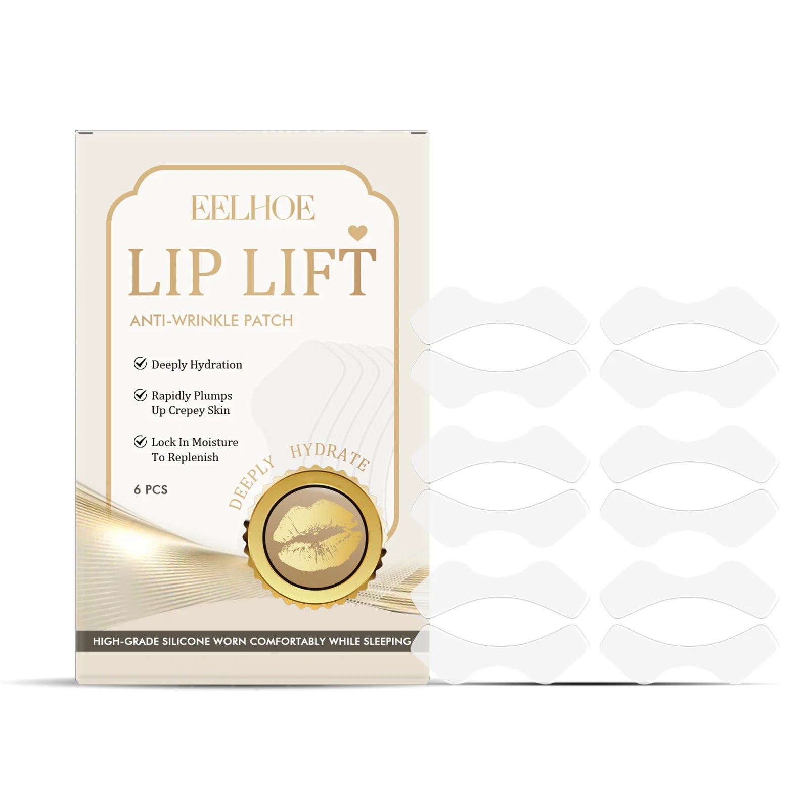 EELHOE Anti-Wrinkle Lip Patches | Hydrating Firming Mask 6pc Anti-Aging Lip Patch Peaceful Pleasures Health and Wellness 6pcs Boxed