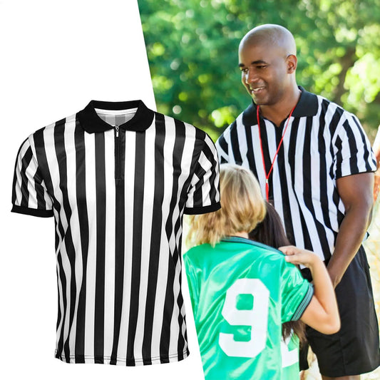 Men's Striped Referee Shirt | Pro Collar | Soccer Basketball Referee Shirt Peaceful Pleasures Health and Wellness