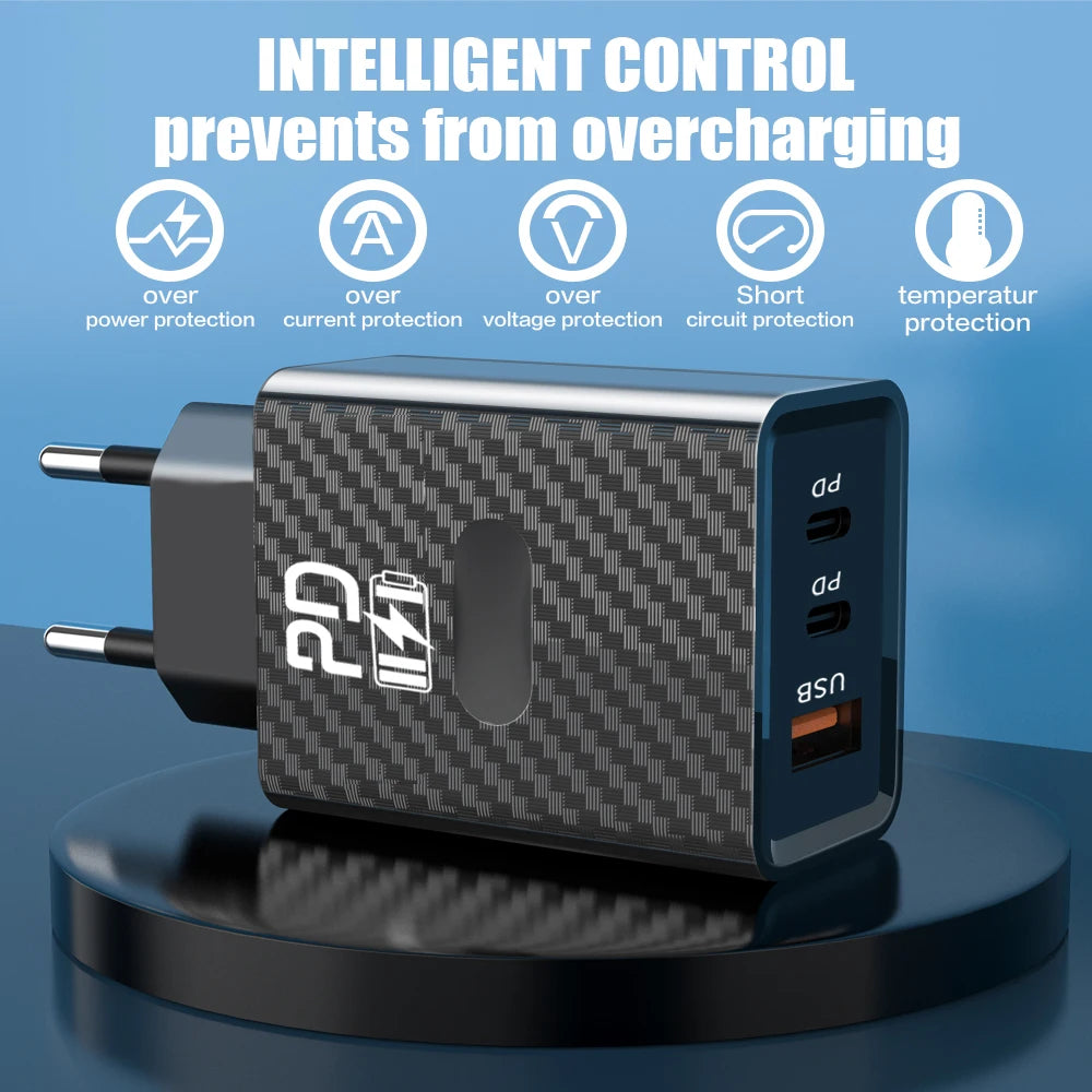 65W USB-C Fast Charger Dual Port PD 3.0 & QC 3.0 Wall Adapter Peaceful Pleasures Health and Wellness