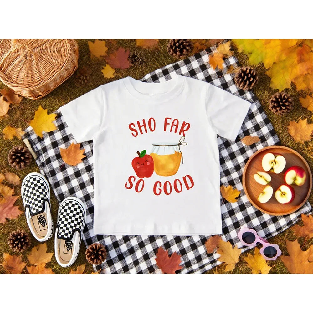 Kids Rosh Hashanah Shirt Jewish New Year Tee So Far So Good Sweatshirt Passover Jewish Holiday Gift Baby Shower Decoration Peaceful Pleasures Health and Wellness