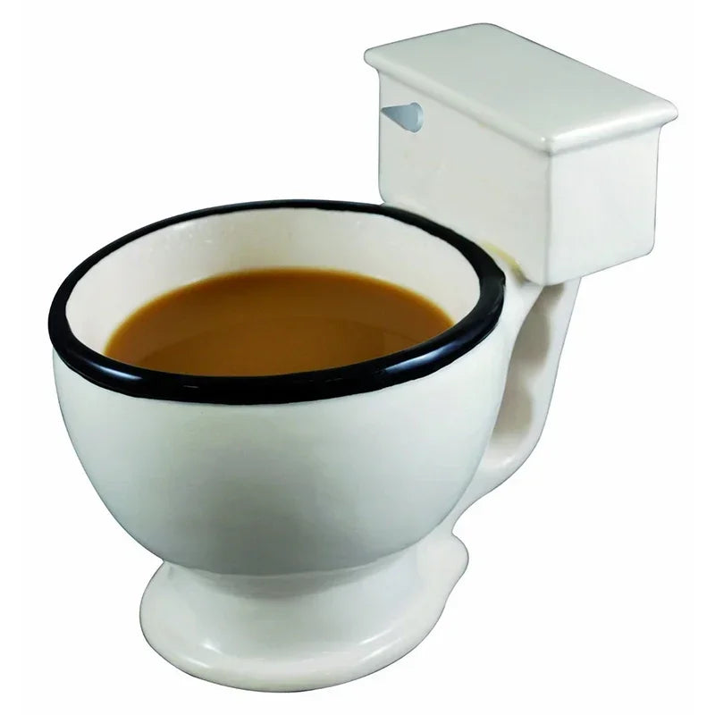 300ml Toilet Shaped Cup Coffee Ceramic Cup with Handle Water Cup Coffee Tea Milk Ice Cream Cup Funny Gift Peaceful Pleasures Health and Wellness