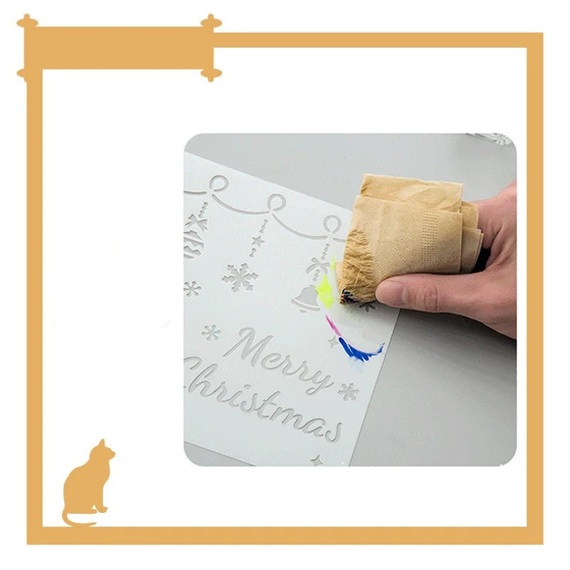 Bview Art Christmas Themed Painting Stencil Reusable PET Plastic Wall
