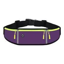 Outdoor Running Waist Bag for Mobile Phone Light and Thin Fitness Cycling Water Bottle Waist Bag with Three Waterproof Pockets Peaceful Pleasures Health and Wellness purple