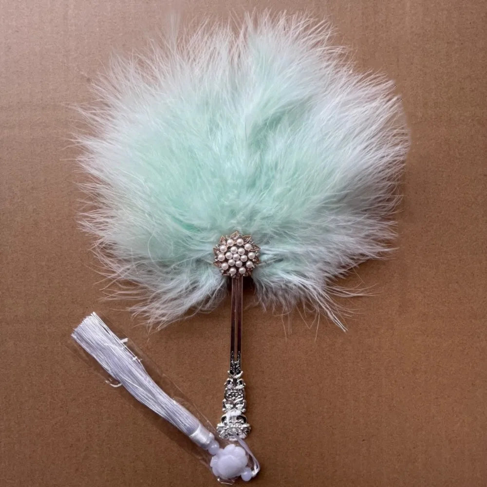 Fluffy Feather Fan with Tassels – Foldable Dance & Photo Prop