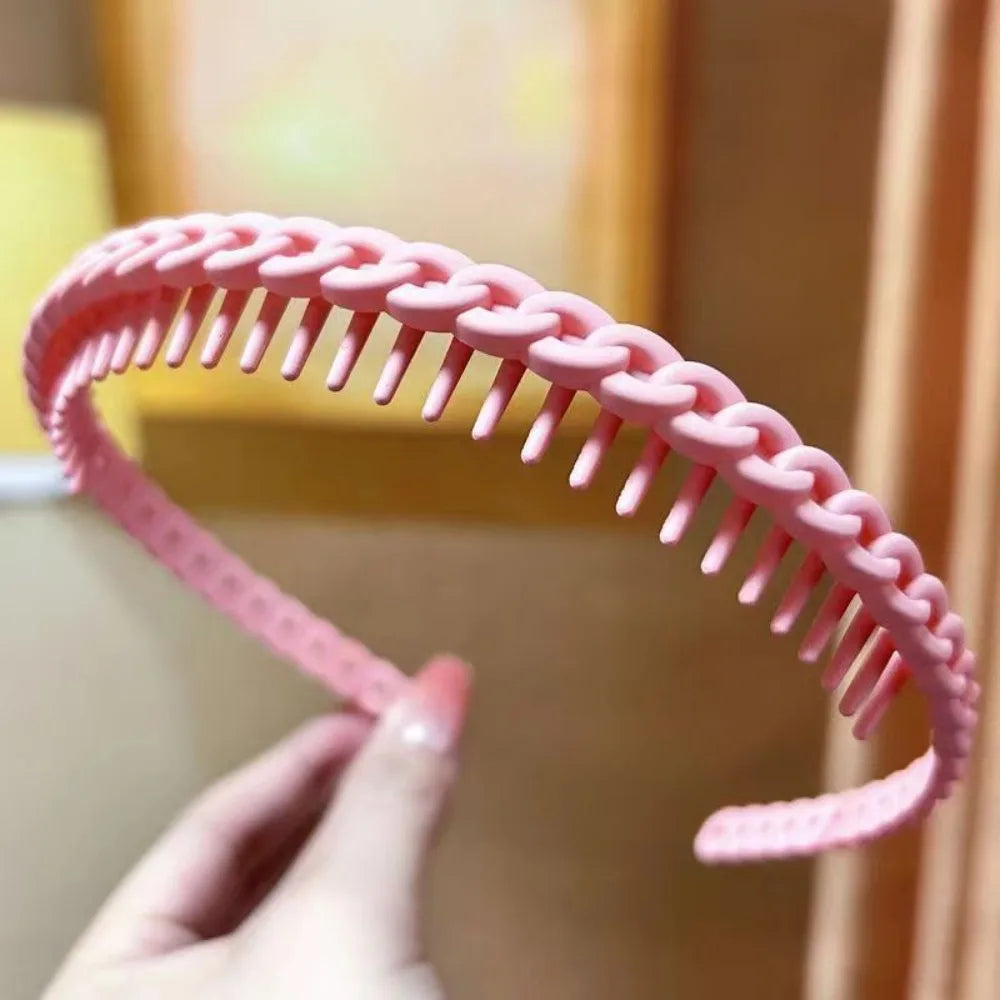 Frosted Anti-Slip Toothed Headbands – Multicolor Wave Braided