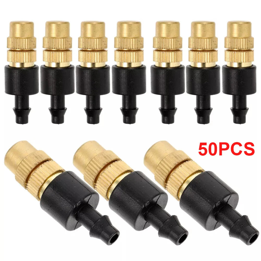 50-Pack Adjustable Brass Misting Nozzles – Garden Sprinkler Peaceful Pleasures Health and Wellness United States