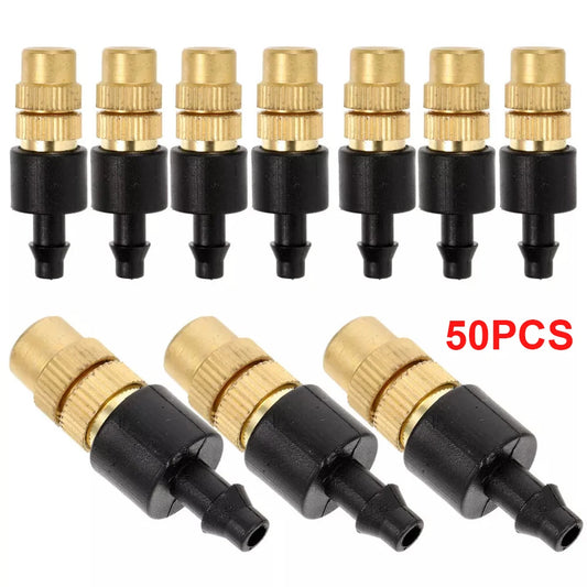 50-Pack Adjustable Brass Misting Nozzles – Garden Sprinkler Peaceful Pleasures Health and Wellness United States