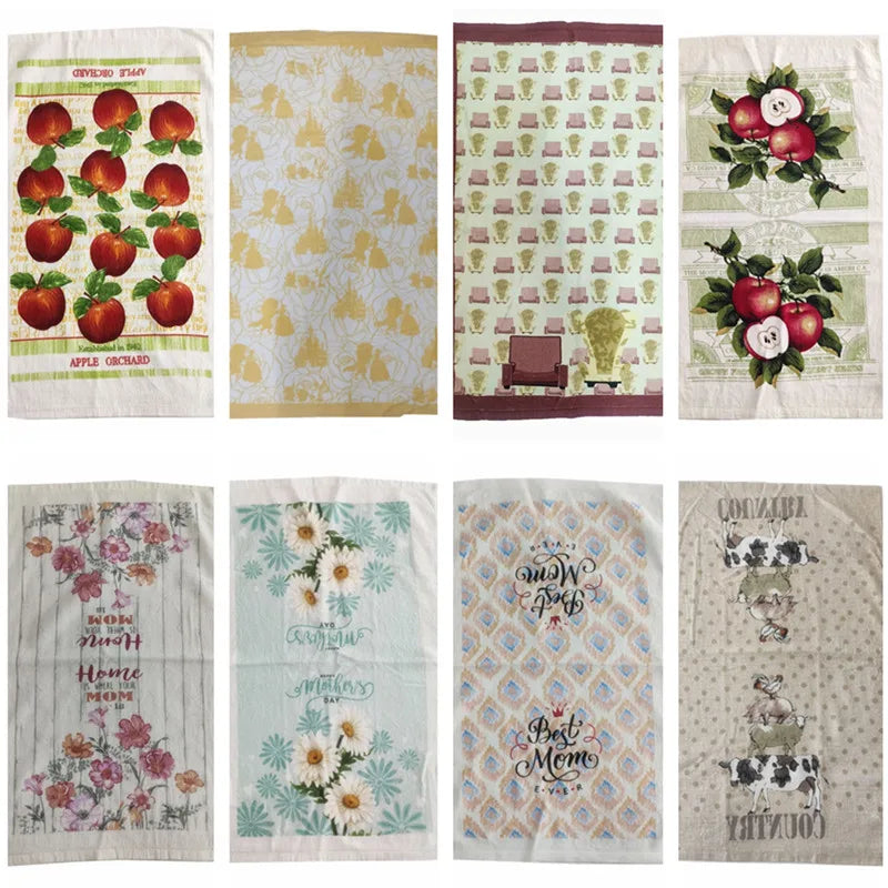 5-Pack 100% Cotton Printed Kitchen Tea Towels | 41x64cm