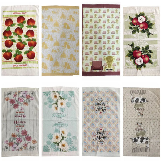 5-Pack 100% Cotton Printed Kitchen Tea Towels | 41x64cm Kitchen Tea Towels Peaceful Pleasures Health and Wellness Default Title