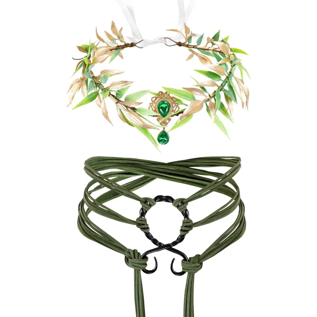 Retro Medieval Long Rope Ring Knot Belt Flower Crown Nordic Witch