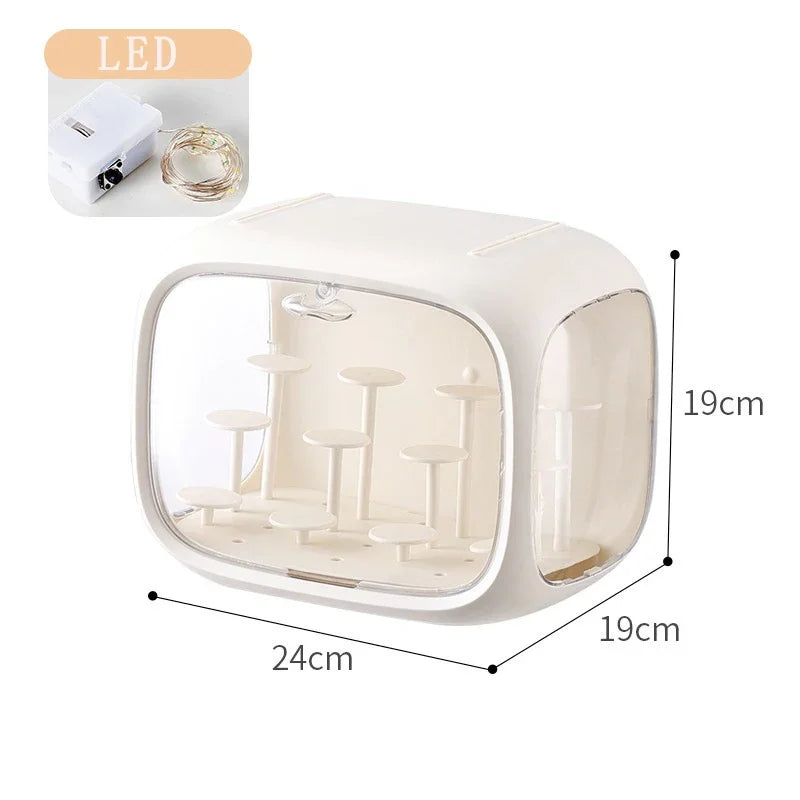 Practical Blind Box Storage Display Rack Space Capsule Storage Box Mini Figure Acrylic Display Cabinet Home Ornaments Decoration Peaceful Pleasures Health and Wellness Milky-led