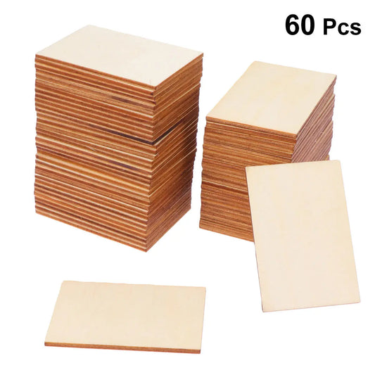 60Pcs Wooden Slices 7.6x5.1cm Right Angle Rectangular Wood Chips Smooth Lightweight DIY Handicraft Accessories for Wall Decor Peaceful Pleasures Health and Wellness other