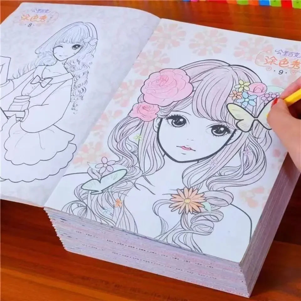 6Books Princess Coloring Book Kids Girls Primary School Students'